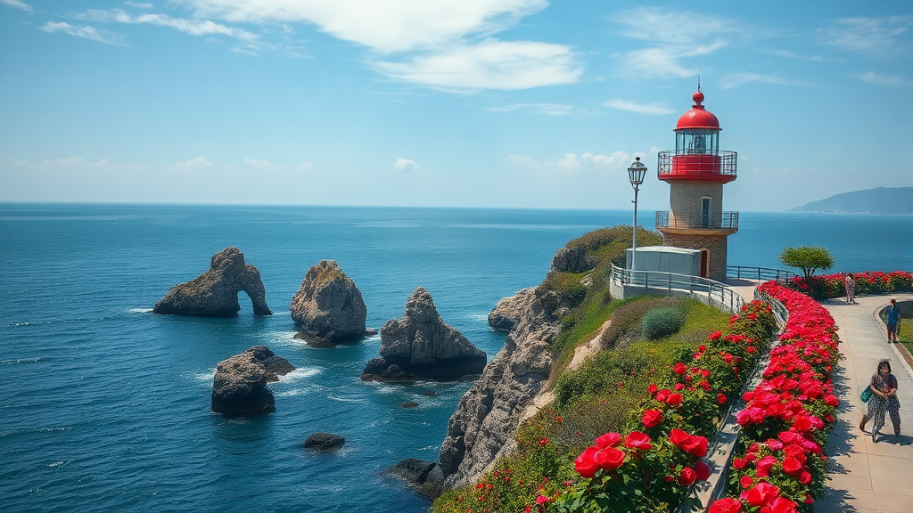 오동도 주요 볼거리 (realistic 스타일)