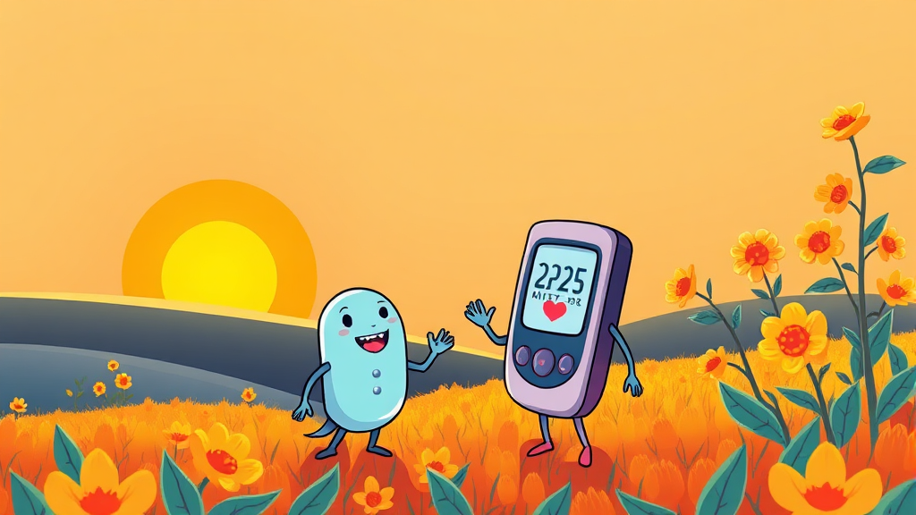 혈당 조절 & 장 건강, 한번에! (illustration 스타일)