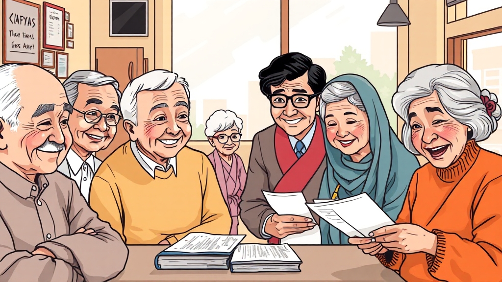 지역별 시니어 일자리 지원 센터 (cartoon 스타일)