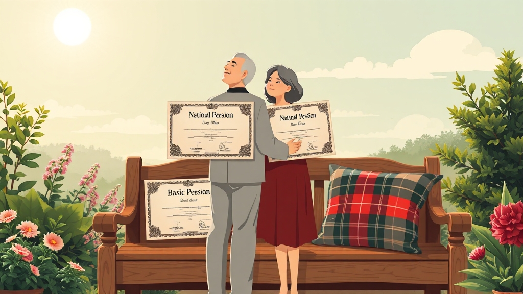 국민연금과 기초연금 동시 수령 (illustration 스타일)