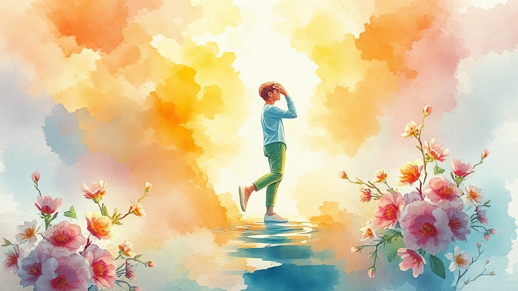 편두통 극복 성공 스토리 (watercolor 스타일)