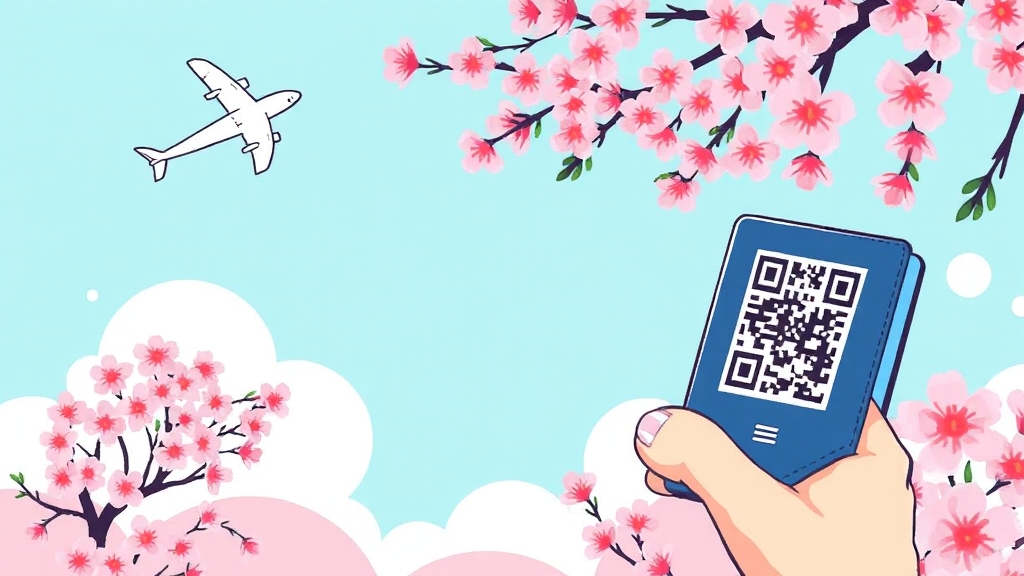 QR코드 발급: 빠르고 편리한 입국 (cartoon 스타일)