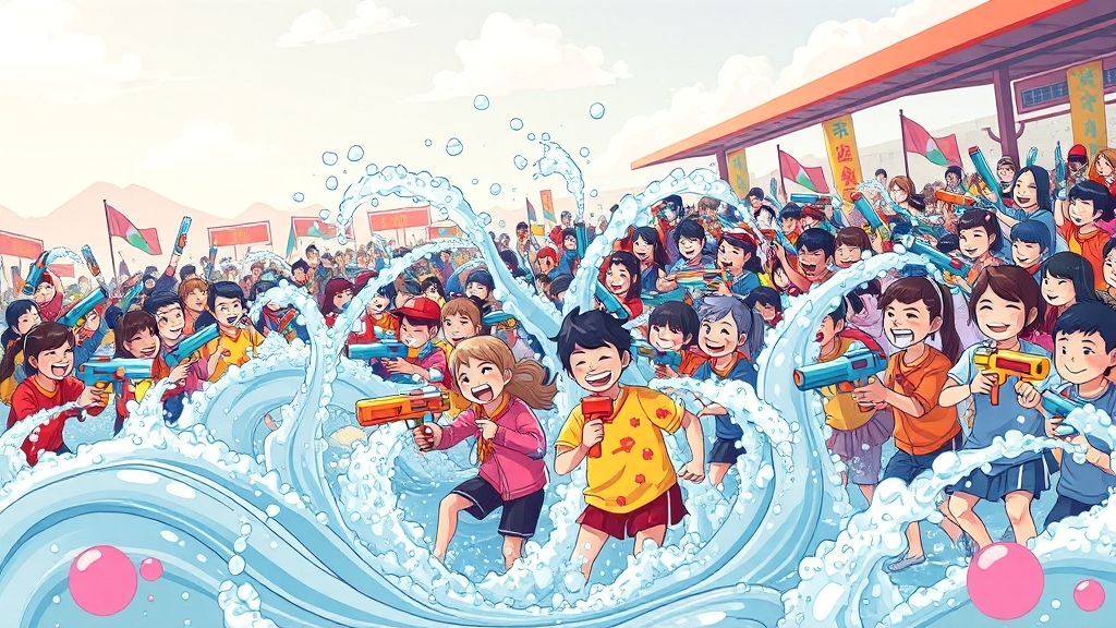 살수대첩 거리 퍼레이드 (cartoon 스타일)