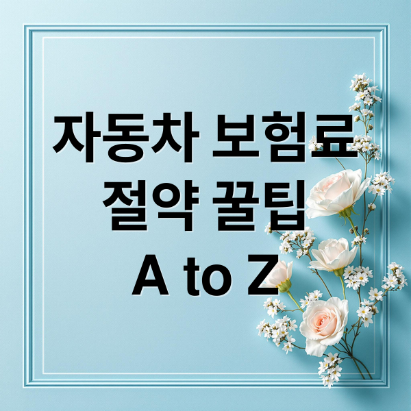 자동차 보험료
절약 꿀팁
A to Z (자동차 보험 비교 사이트 추천, 실손보험까지 한 번에 정리)