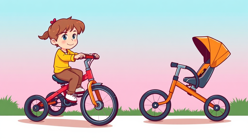 올보르 트라이크 vs. 일반 유모차, 무엇이 다를까? (cartoon 스타일)