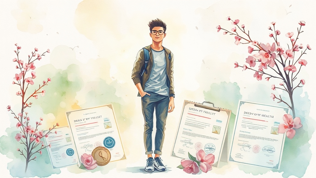 보건증, 건강한 생활의 필수템 (watercolor 스타일)