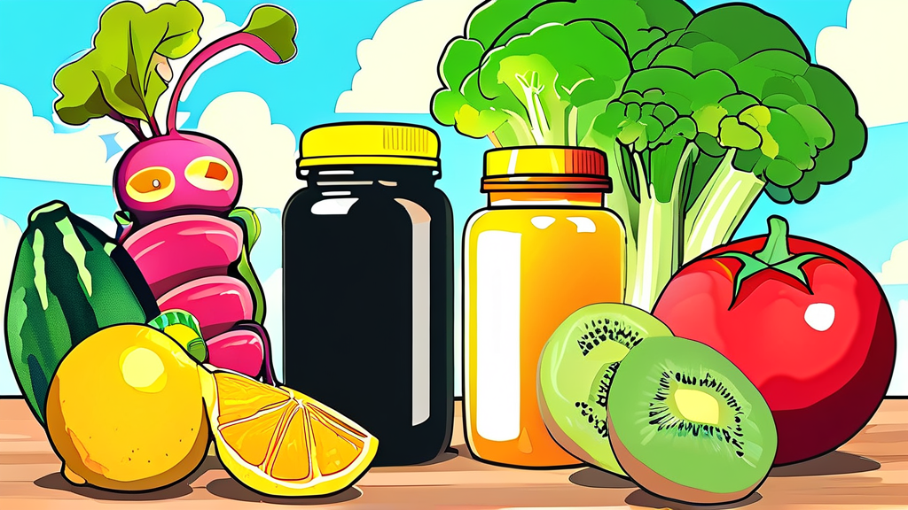 몸에 좋은 영양제처럼: 다이어트 보조제의 역할과 기대 효과 (cartoon 스타일)