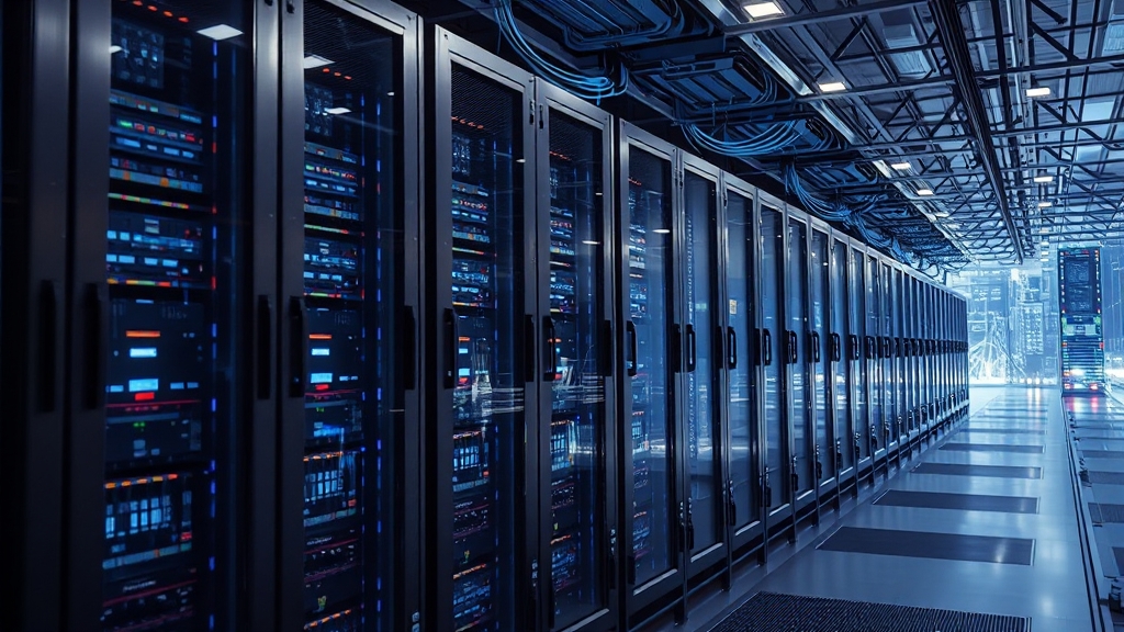 AI 데이터센터 전력 효율성 개선 (realistic 스타일)