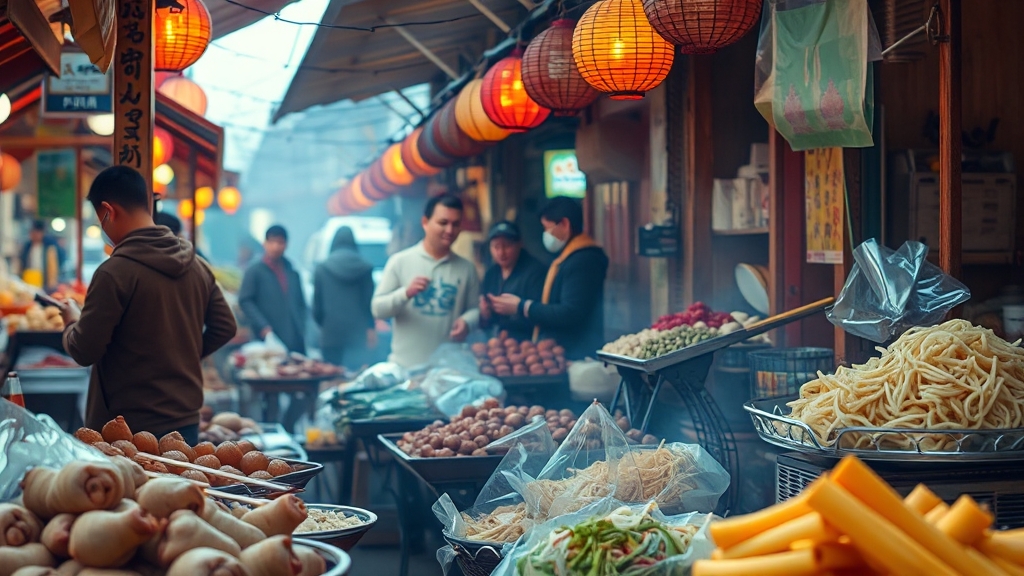 5일장 맛집 탐방 (realistic 스타일)