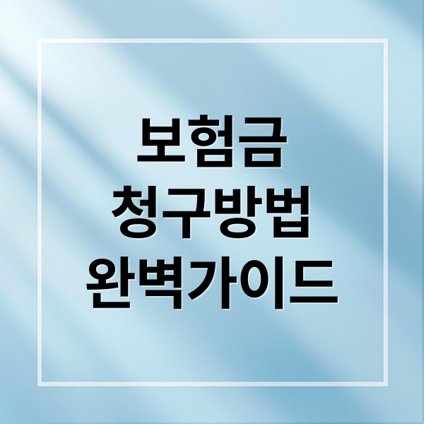 보험금
청구방법
완벽가이드 (보험금 청구 절차 서류)