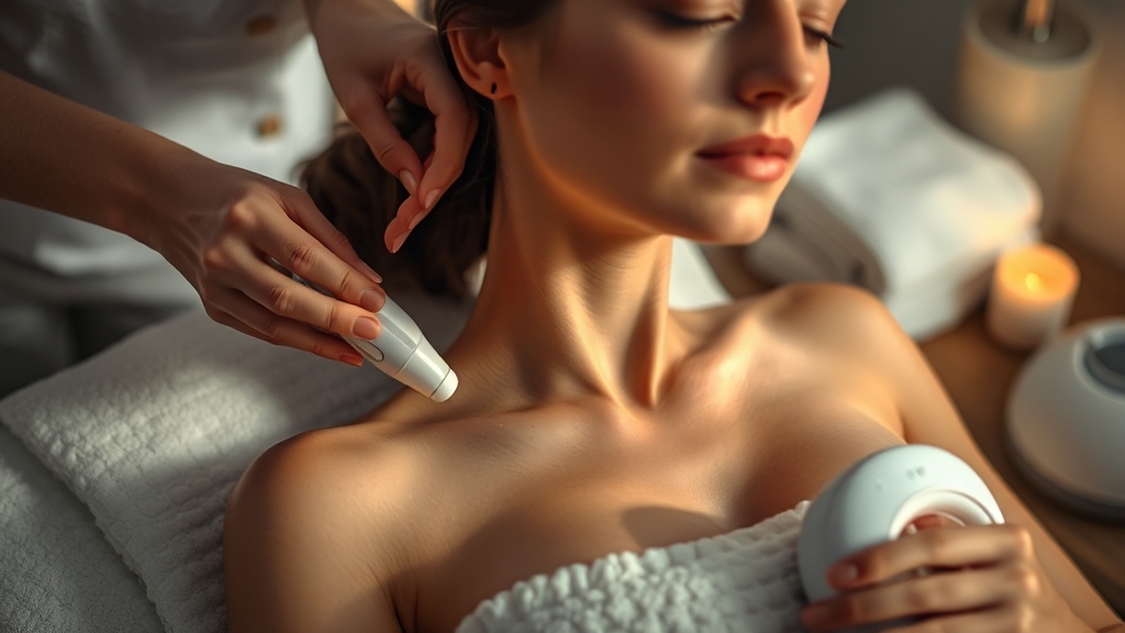 데콜테 마사지 관련 제품 및 도구 (realistic 스타일)