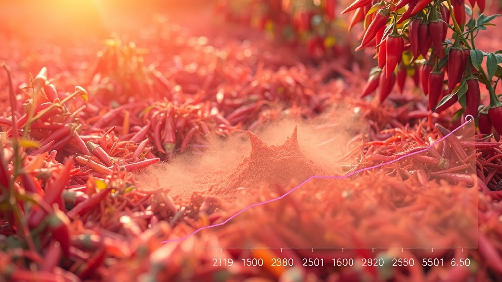 고춧가루 가격 변동 요인 분석 (watercolor 스타일)