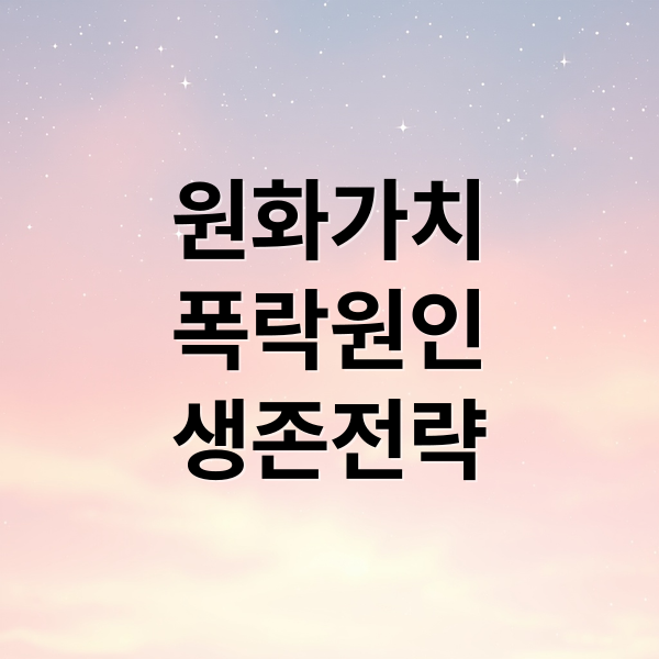 원화가치
폭락원인
생존전략 (원화가치 하락, 세계 수출입에 위기, 주된 원인이 무엇인가?)