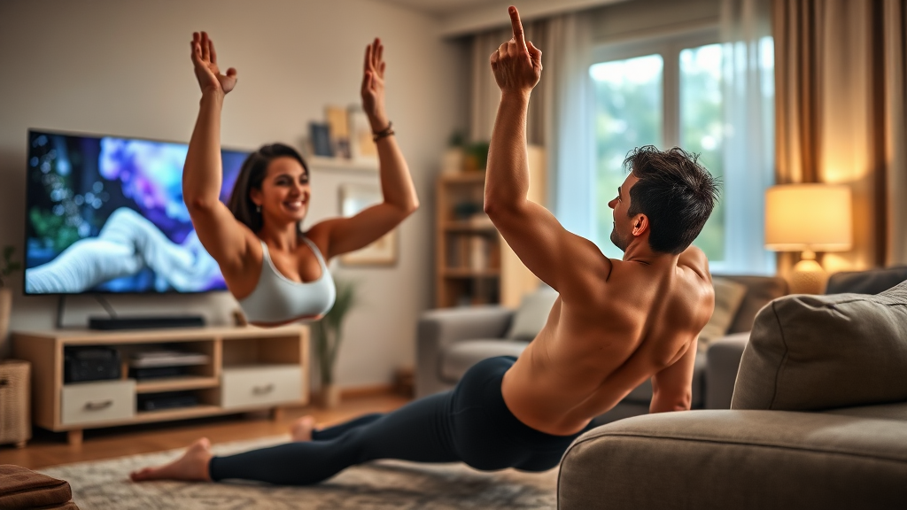 TV 보면서 뱃살 빼기 (realistic 스타일)