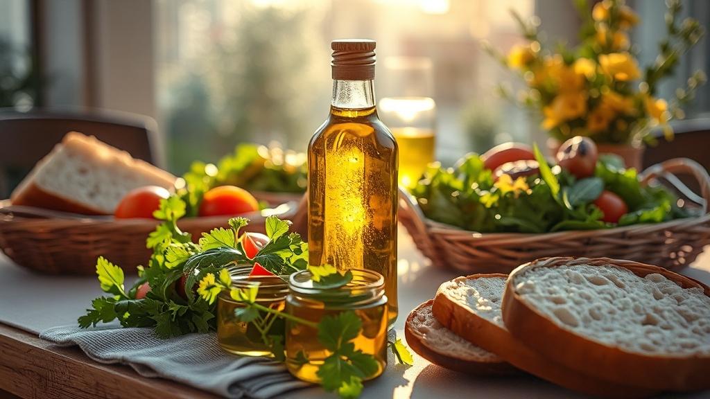 엑스트라버진 올리브오일 섭취 방법 (realistic 스타일)