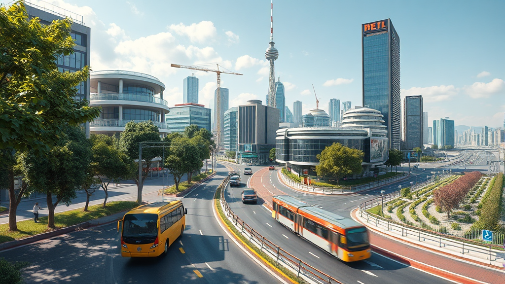 지속 가능한 모빌리티 생태계 구축 (realistic 스타일)