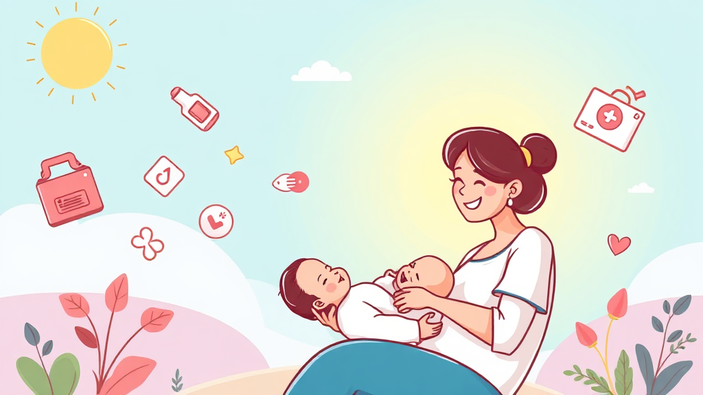 출산 및 육아 지원 (cartoon 스타일)
