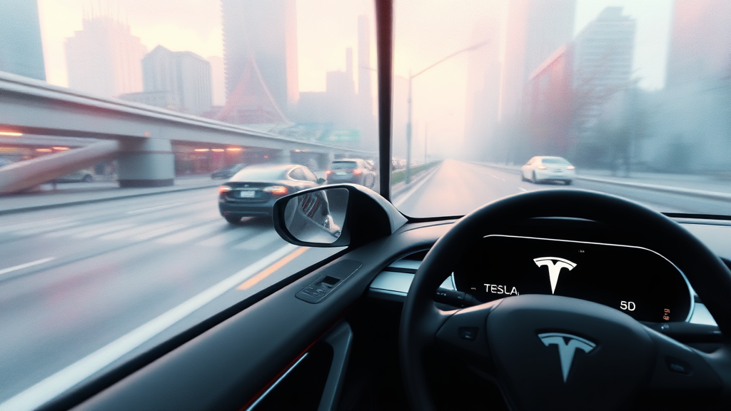 FSD 성능 분석: 실제 주행 경험 (watercolor 스타일)