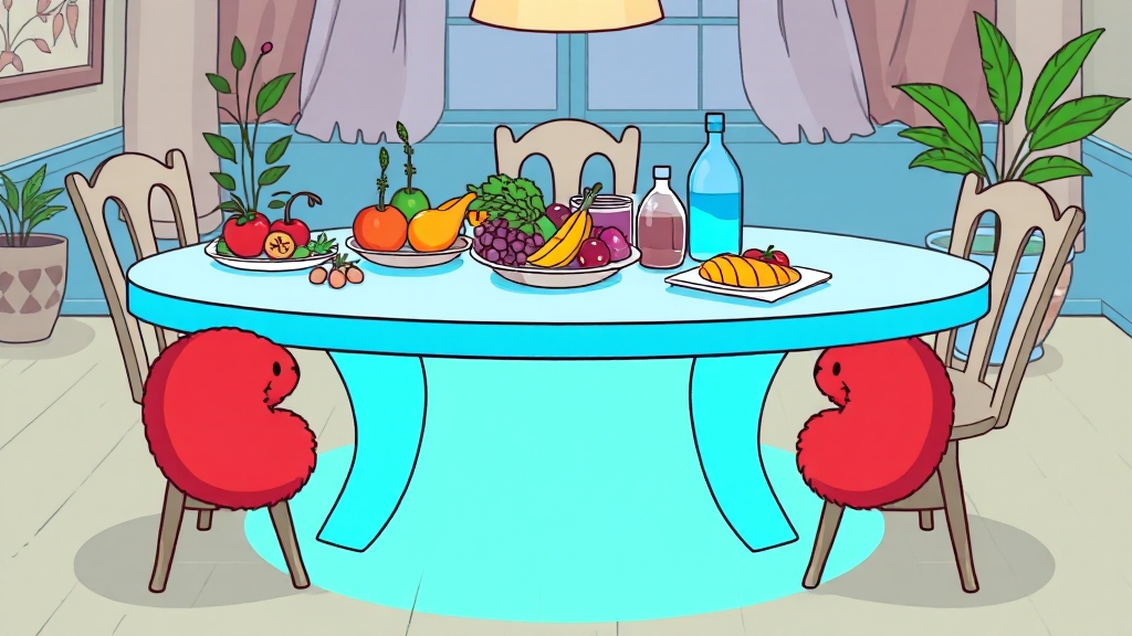 신장 건강 위한 식이 요법 (cartoon 스타일)