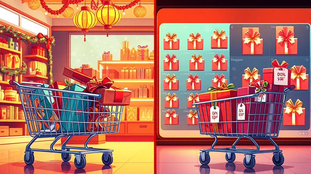 온라인 vs 오프라인 구매 팁 (cartoon 스타일)