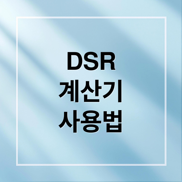 DSR
계산기
사용법 (주택담보대출 DSR 계산기)