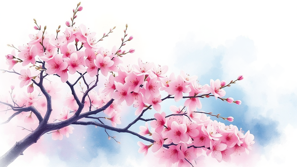 다양한 벚꽃 품종별 특징과 개화 시기 (watercolor 스타일)