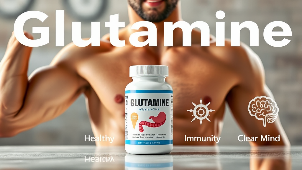 글루타민의 핵심 효능 4가지 (realistic 스타일)