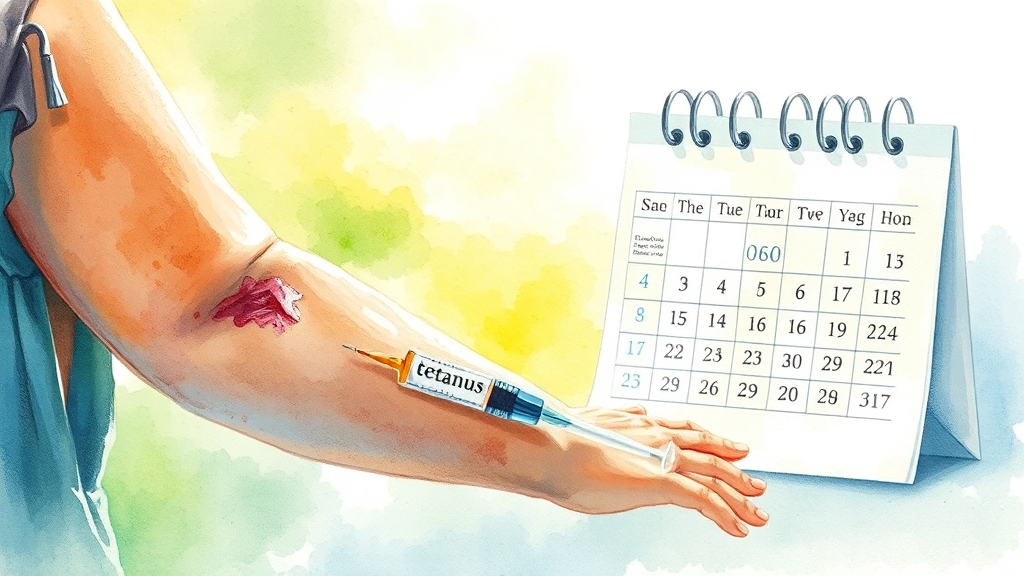 파상풍 주사 접종 기간 및 주기 (watercolor 스타일)