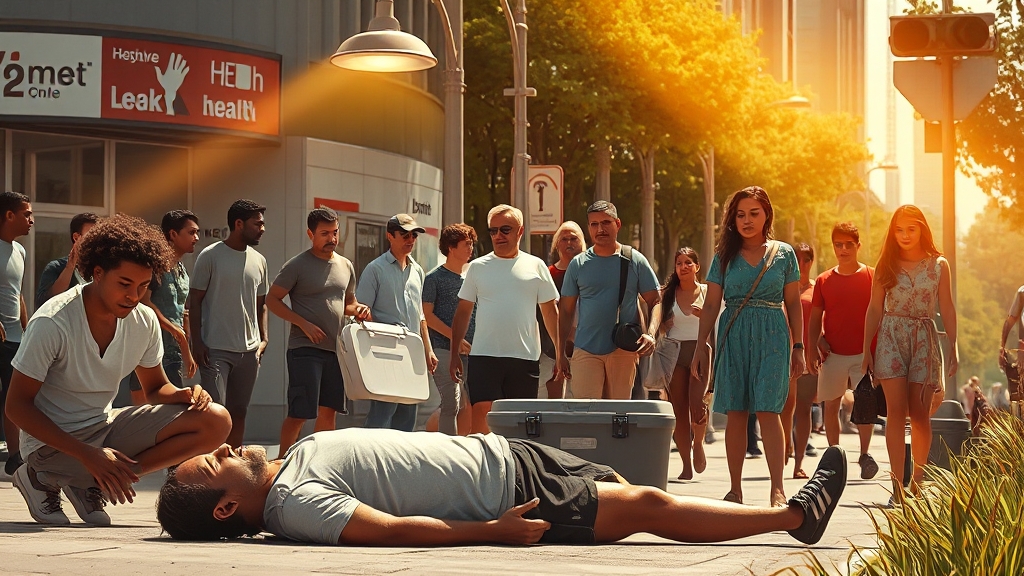 폭염과 열병: 건강 위험 & 관리법 (realistic 스타일)