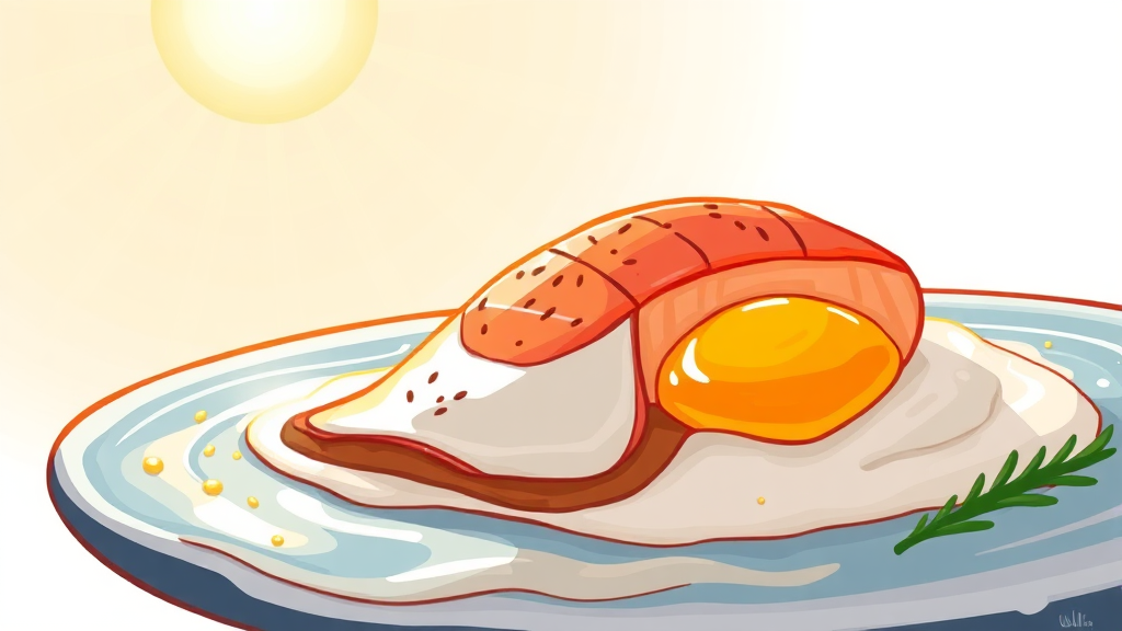 연어, 달걀 노른자: 비타민 D 풍부한 음식 가이드 (illustration 스타일)