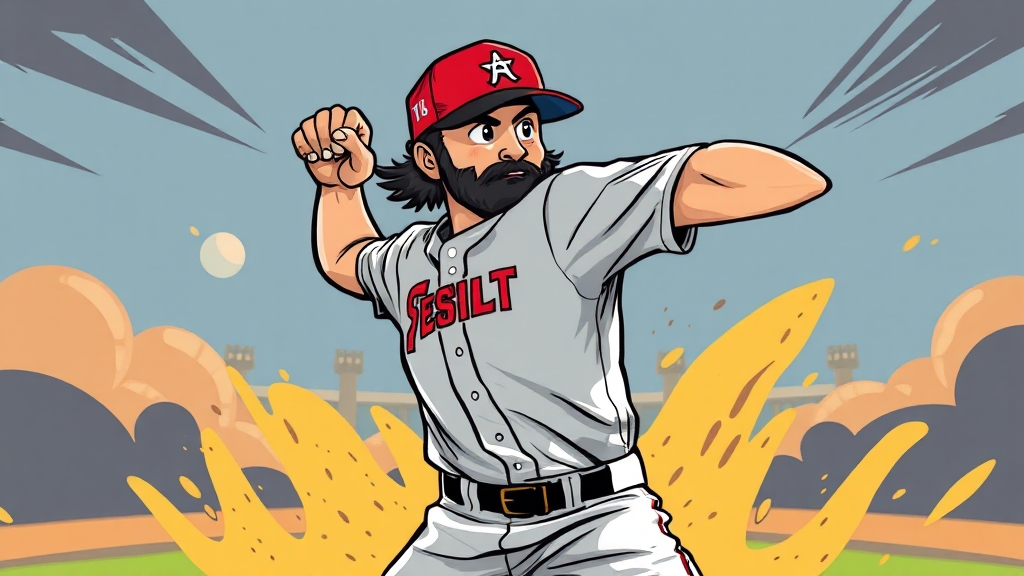 선발 투수 매치업: 예세비지 vs 스넬 (cartoon 스타일)