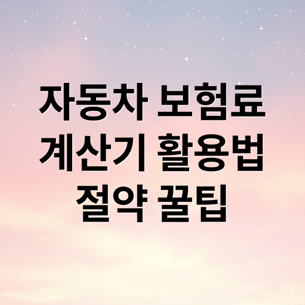 자동차 보험료
계산기 활용법
절약 꿀팁 (보험설계사 없이도 OK! 보험료 비교 가능한 자동차 보험료 계산기 추천)