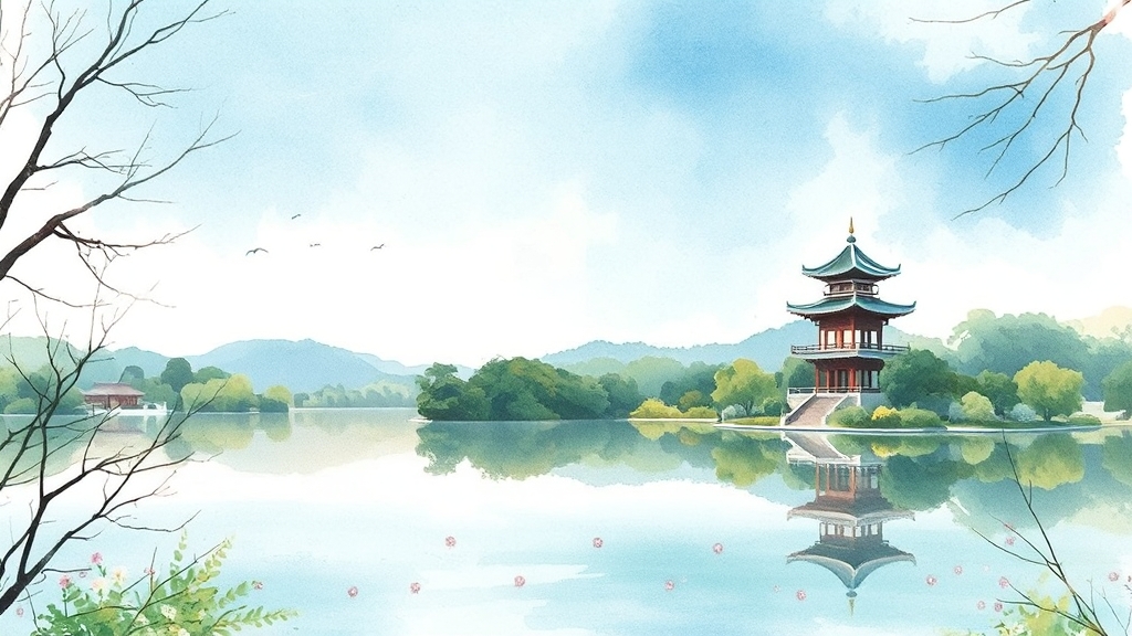 보성호수공원 & 다향대첩비: 자연과 역사의 조화 (watercolor 스타일)