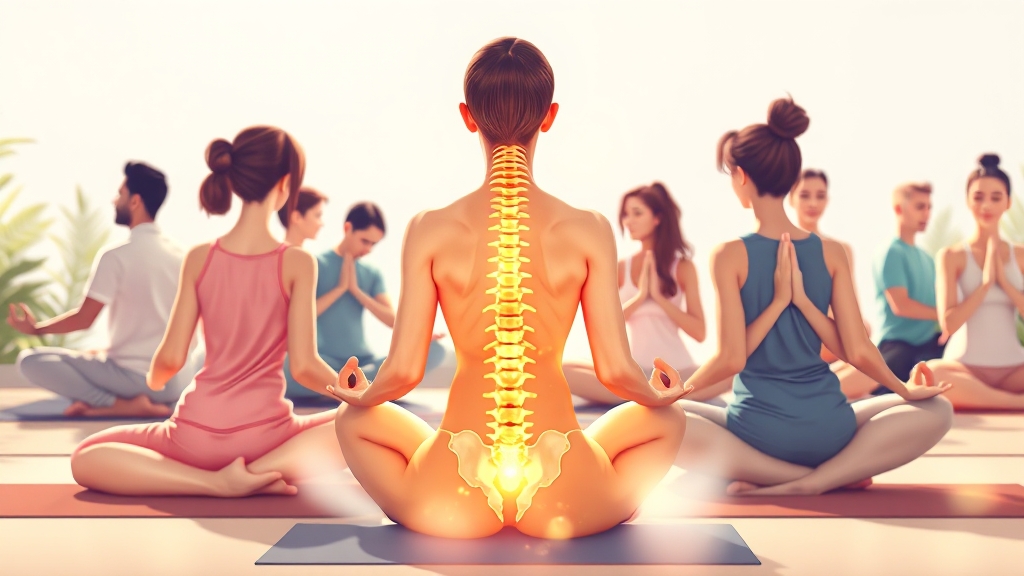 등 통증 예방 및 관리: 올바른 자세와 운동 (illustration 스타일)