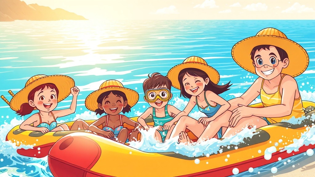 가족과 함께하는 여름 액티비티 (cartoon 스타일)
