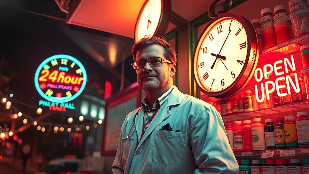 24시간 vs 공공 심야약국, 뭐가 다를까? (popart 스타일)