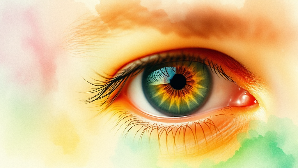 루테인/지아잔틴: 눈 건강 핵심 성분 (watercolor 스타일)