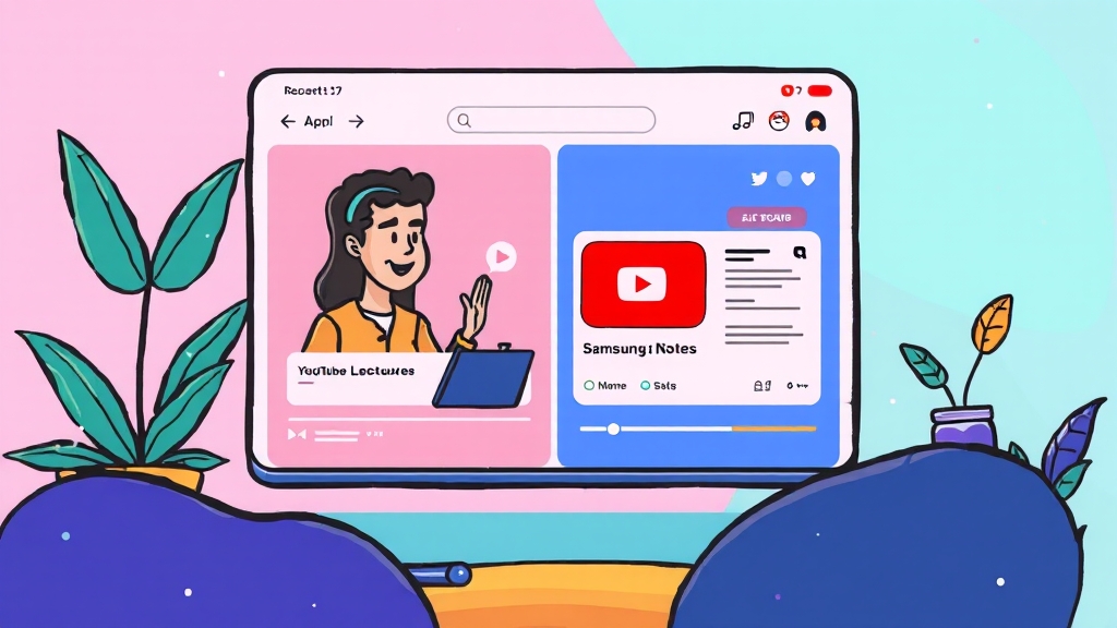 화면 분할 방법 1: 최근 앱 화면 활용 (cartoon 스타일)