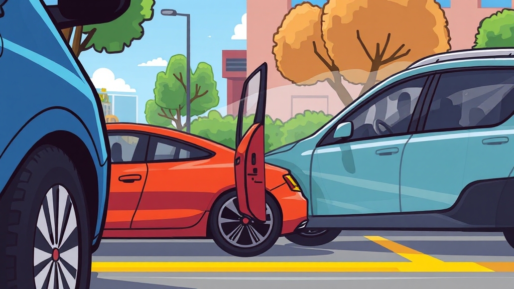 문콕 방지 레이더 작동 원리 (cartoon 스타일)