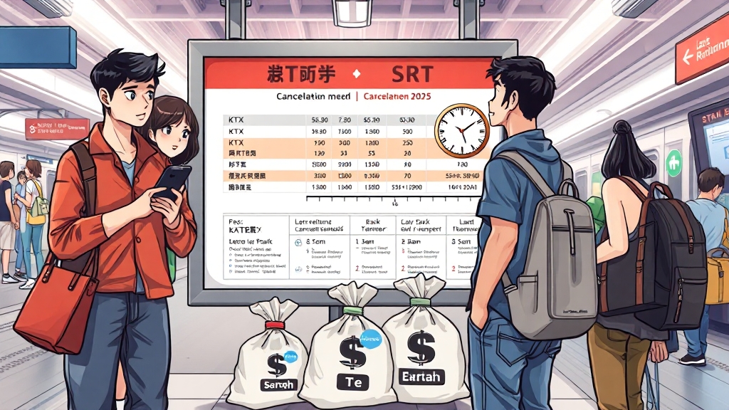 KTX/SRT 취소 수수료 비교 및 환불 방법 (cartoon 스타일)