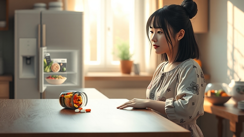 영양제 복용 시 주의사항 & 부작용 (realistic 스타일)