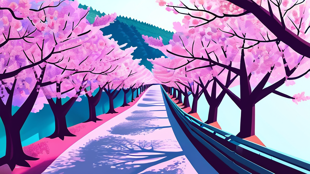 구례 300리 벚꽃길: 아름다운 드라이브 코스 추천 (illustration 스타일)