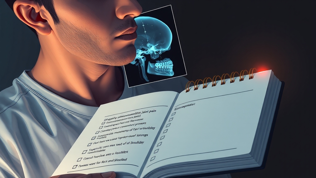 턱관절 통증 자가진단 방법 (illustration 스타일)