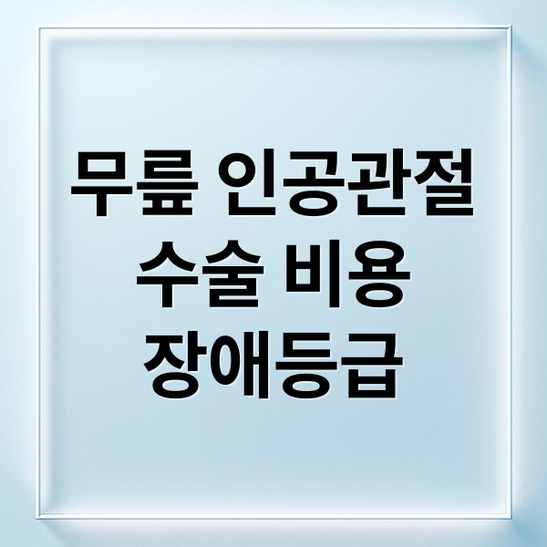 무릎 인공관절
수술 비용
장애등급 (인공관절 수술비용 장애등급)