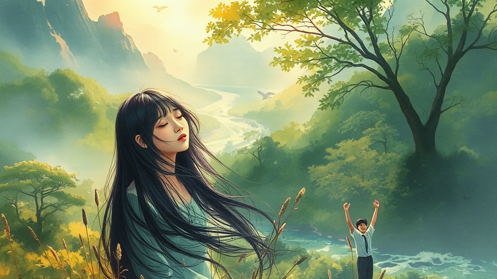 ‘긴머리 휘날리며’의 의미 (watercolor 스타일)