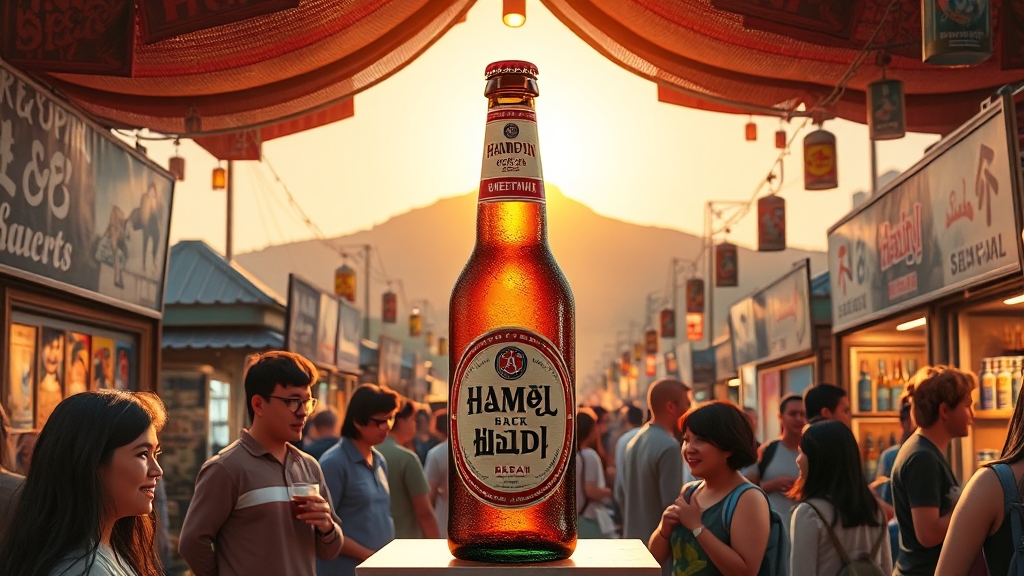 하멜촌맥주 및 축제 먹거리 (realistic 스타일)