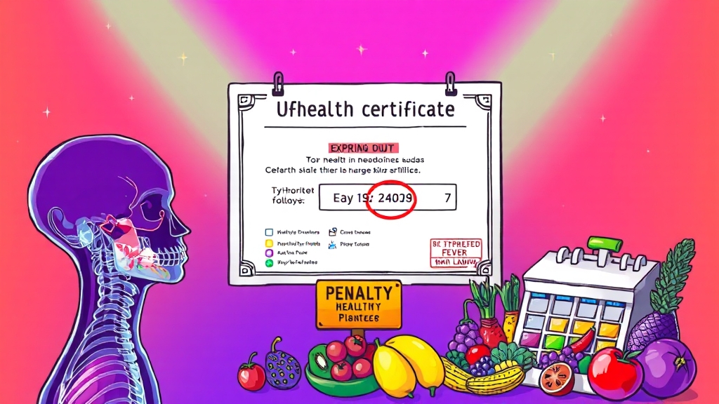 보건증 검사 항목 및 유효기간 (cartoon 스타일)