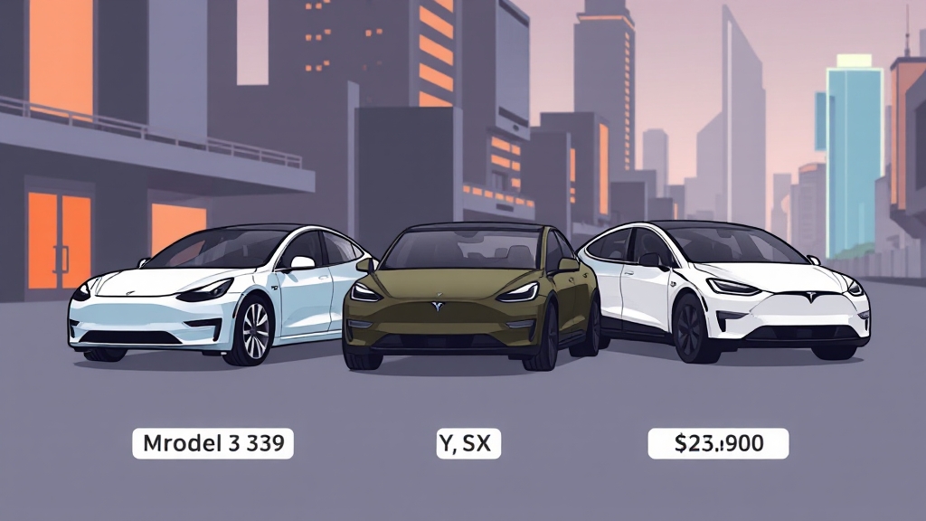 테슬라 모델별 가격 및 제원 비교 (cartoon 스타일)