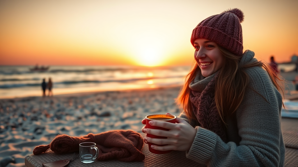 해돋이 여행 준비물 및 꿀팁 (realistic 스타일)