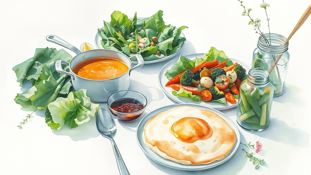 봄나물 맛있게 먹는 요리법 (watercolor 스타일)